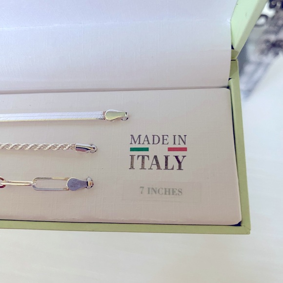 Mia Fiore Sterling Silver Link Rope Chain Bracelet Set of 3 Brand New - Picture 6 of 7